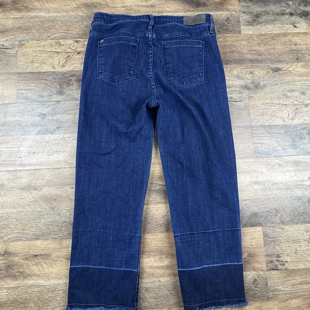 Parker Smith Womens Straight Leg Pleat Jeans‎ 12/31 Dark Wash Stretch Two-toned